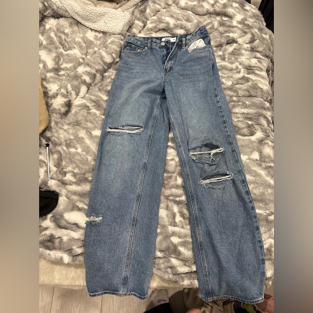 Tiger Mist Blue Distressed Boyfriend Jeans